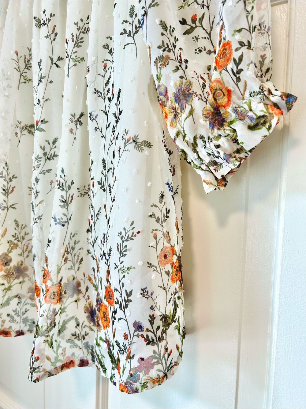 Sweet Rain Floral Swiss Dot Off the Shoulder Blouse Medium